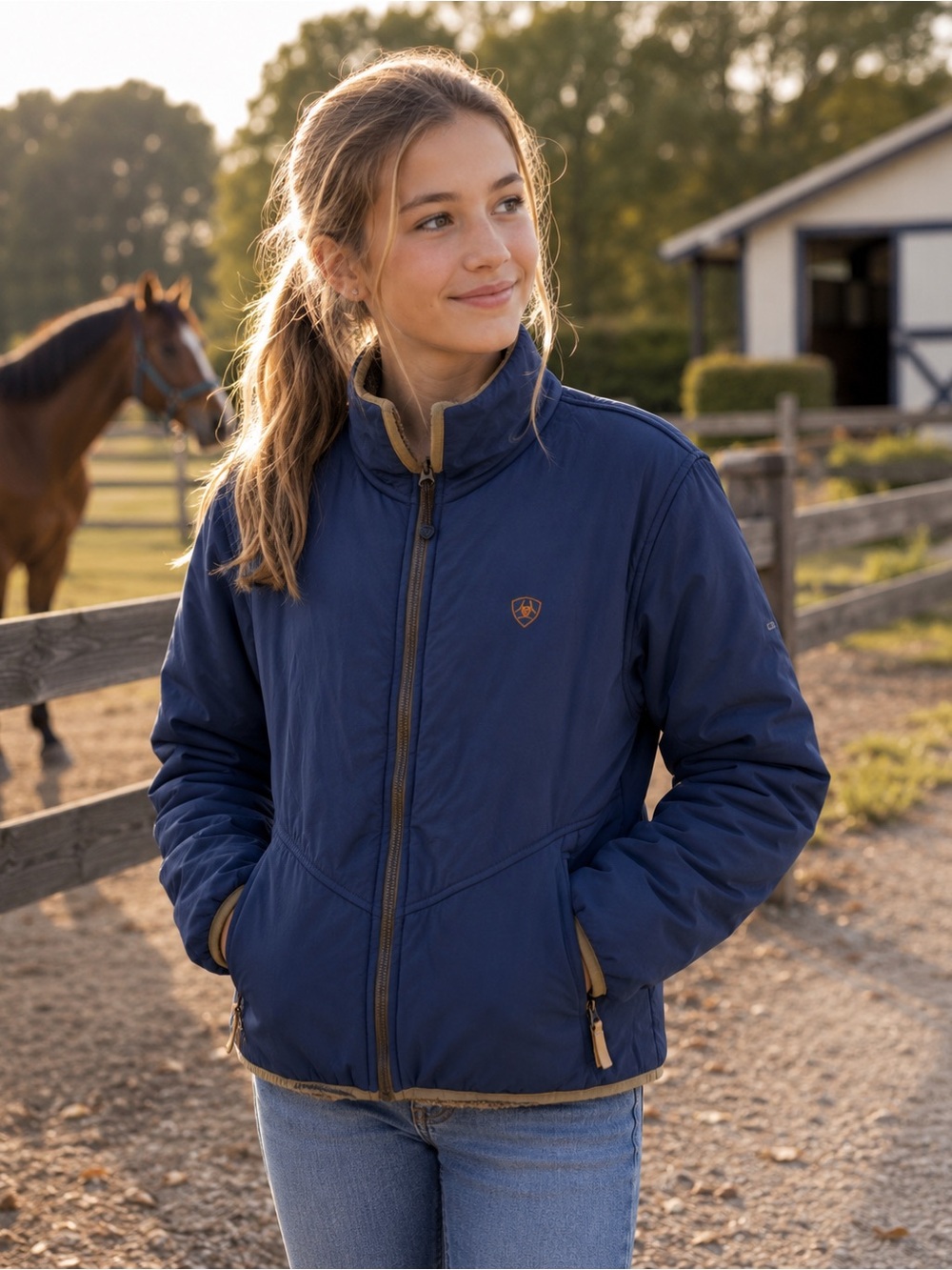 Ariat Fleece Lined Jacket Youth Small
Navy Blue Zip-Front Jacket Equestrian